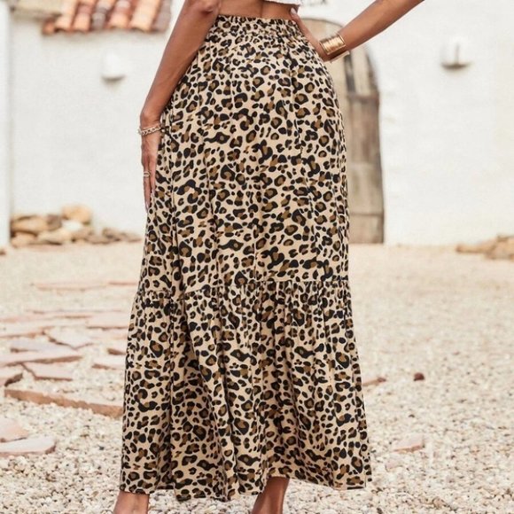 Animal Leopard Print Fringe Detail maxi Skirt - Picture 7 of 8